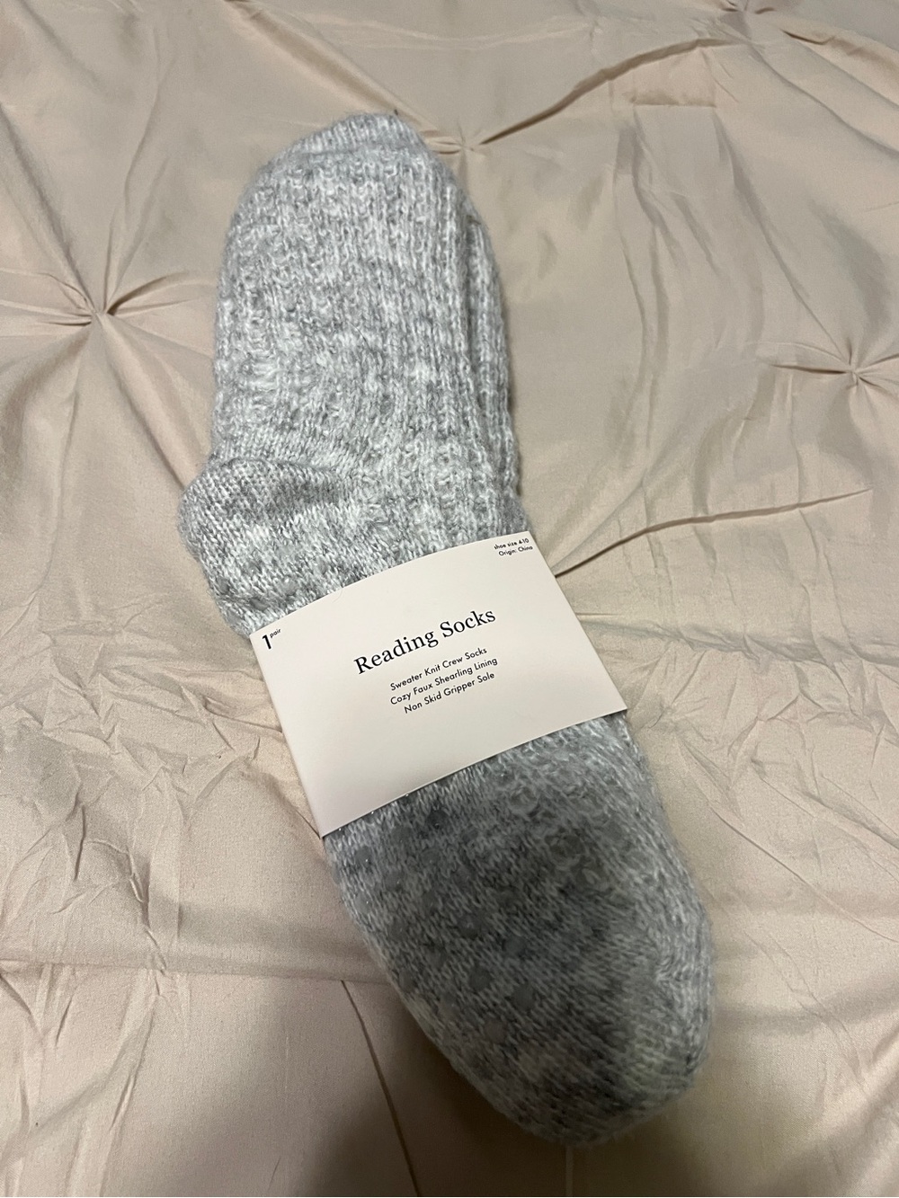 Barnes & Noble Gray Reading Socks Slippers